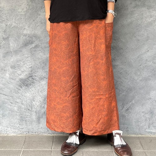 着物リメイクワイドパンツ - kimono elastic waist pants