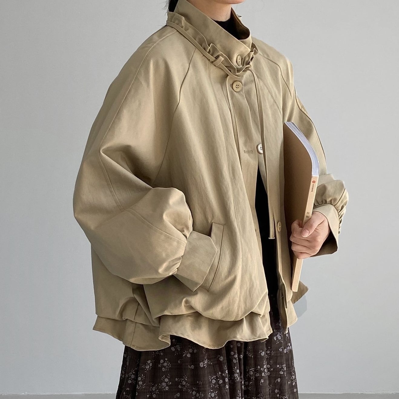 frill drawstring neck jacket 14839
