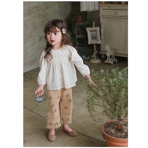 秋小花のレースカジュアルボトムス3色