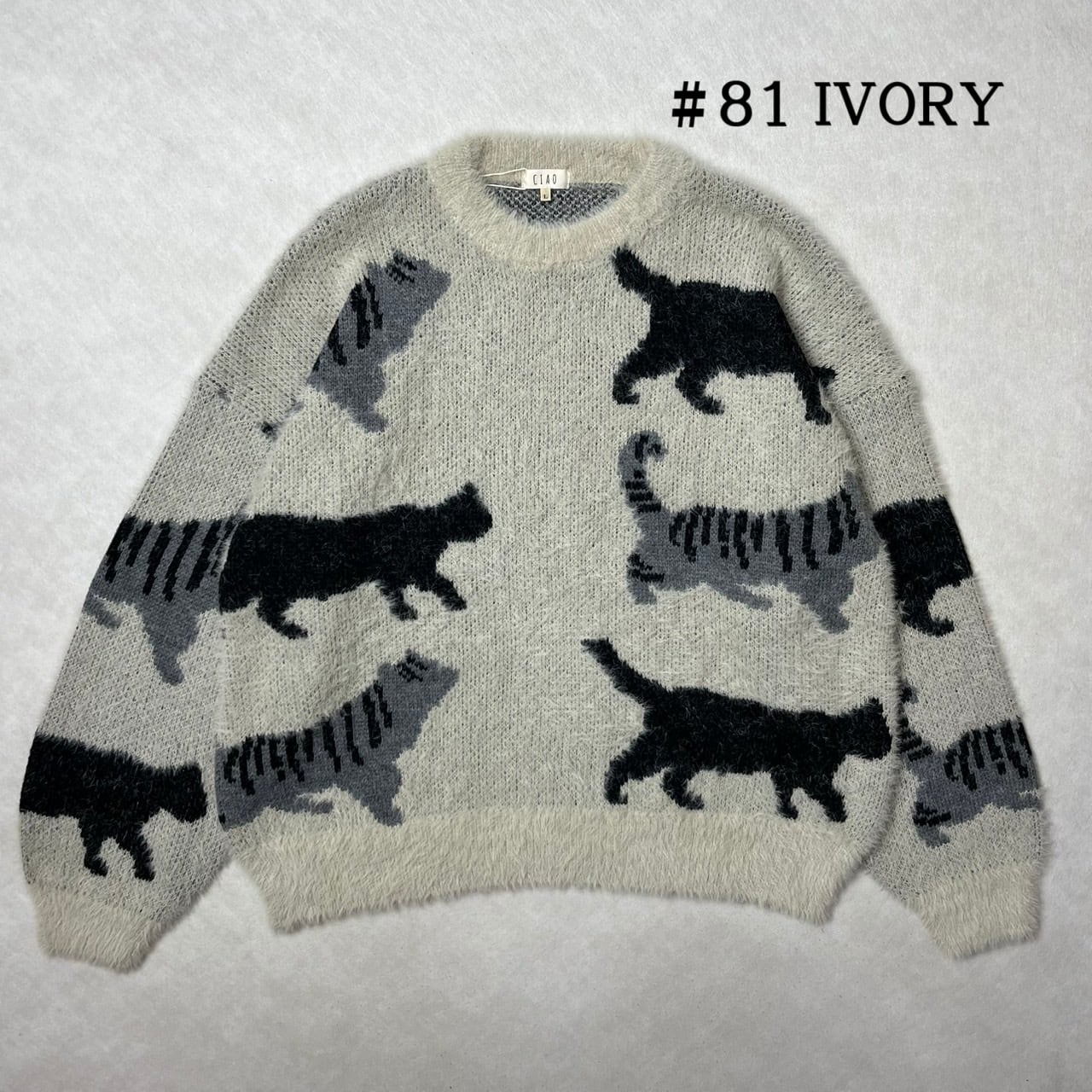 猫クルーネックニット 長袖 KN5711 CIAO | CIAO TOKYO［チャオ