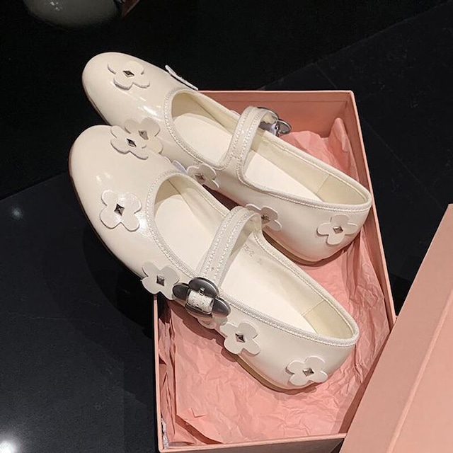 【34-42】Flower flat pumps　B4262
