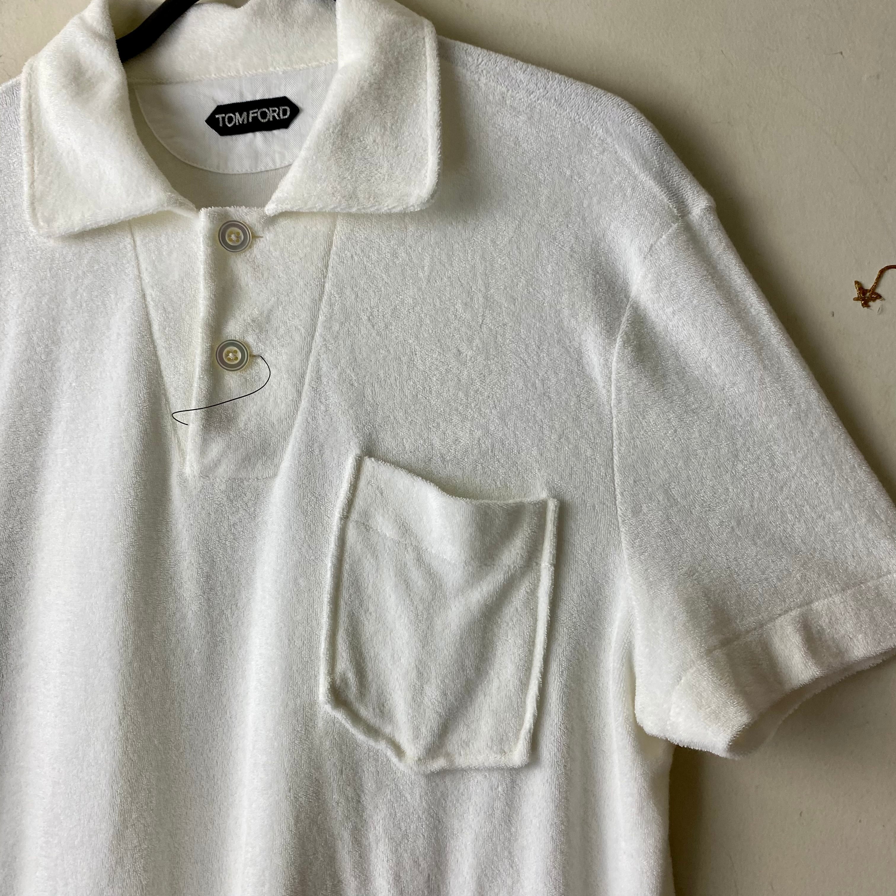TOM FORD white pile polo shirt | NOIR ONLINE
