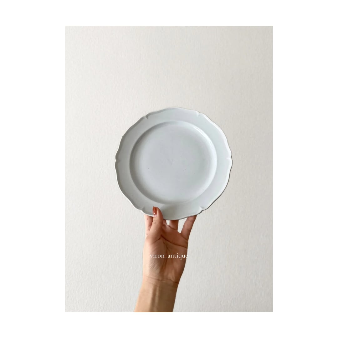 Creil et Montereau クレイユモントロー / ペールブルーの花リムプレート b