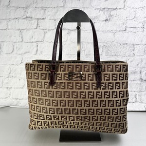 FENDI フェンディ ズッカ柄 キャンバス トートバッグ ブラウン A-13703