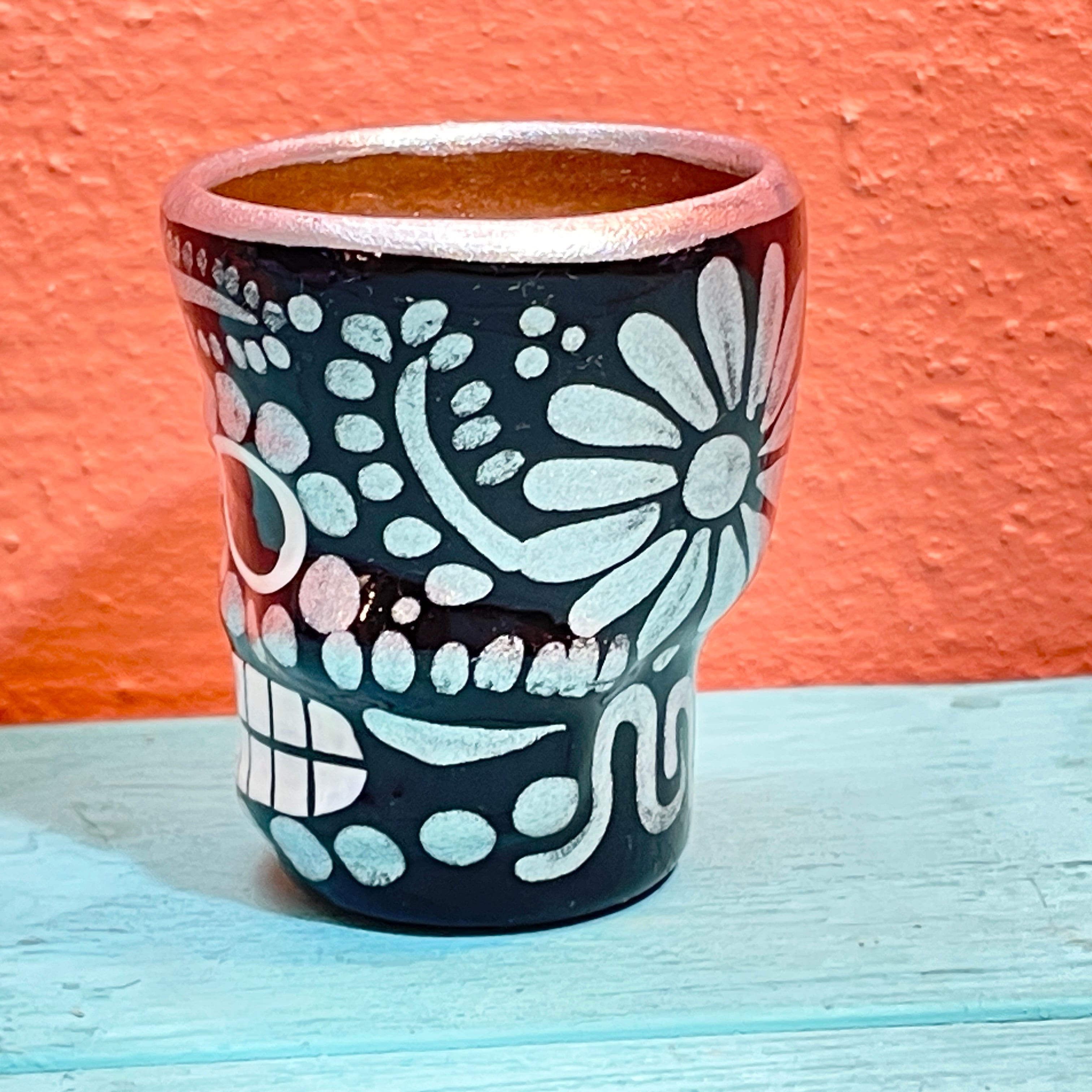 メキシコシティ 陶器のカラベラコップ BK Mexico city Calavera de