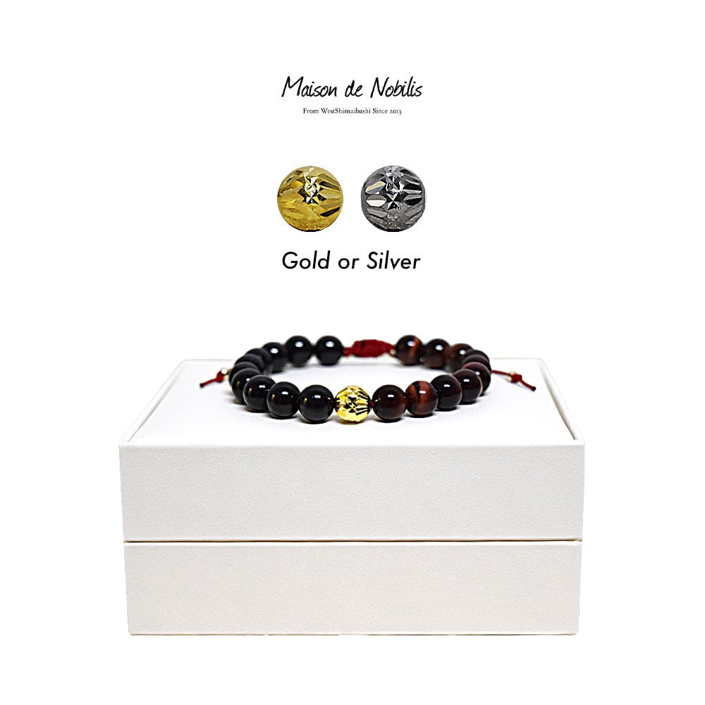 【無料ギフト包装/送料無料】Inner Fragment Bracelet Black Spinel × Red Tiger's Eye【品番 25A2003】