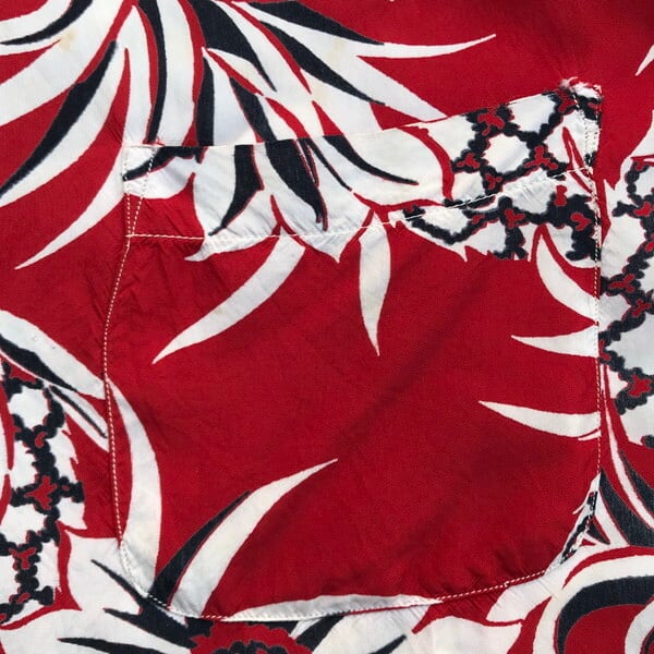 50's TROPICALS レーヨンアロハシャツ メインランド ネイチャー柄 赤