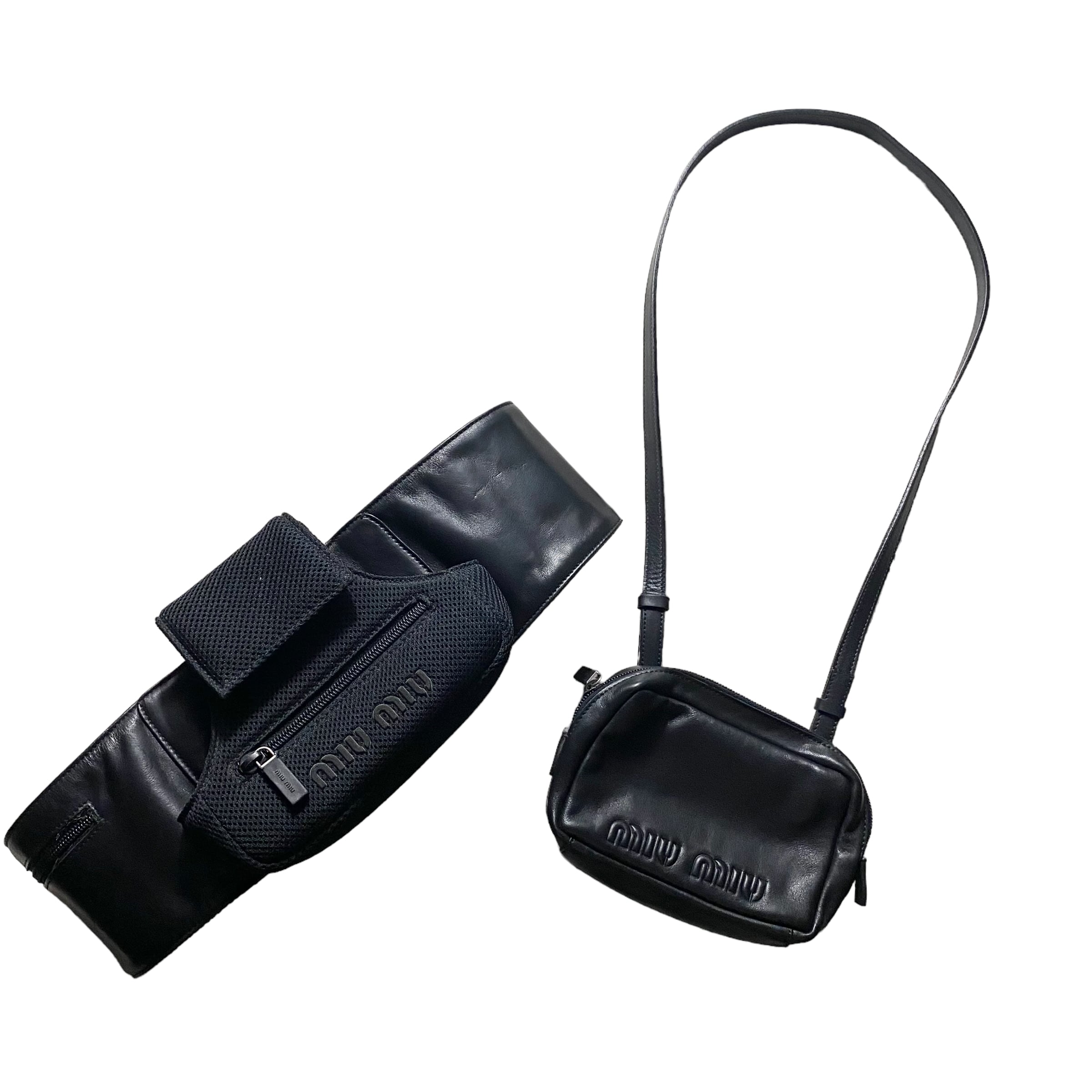 archive MIU MIU mesh × leather docking body bag | NOIR ONLINE archive MIU MIU mesh × leather docking body bag | NOIR ONLINE