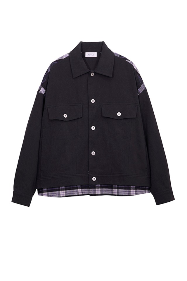 Nora Lily / ノラリリー Check Switch Denim Blouson/ ボルドー