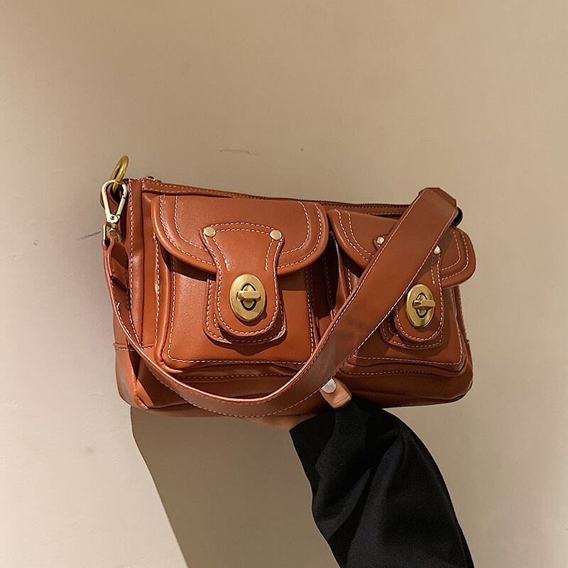 スタンダードオータムウィンター レトロ 秋物 冬物 スクウェア メッセンジャーバッグ 手作りハンドバック35241201858