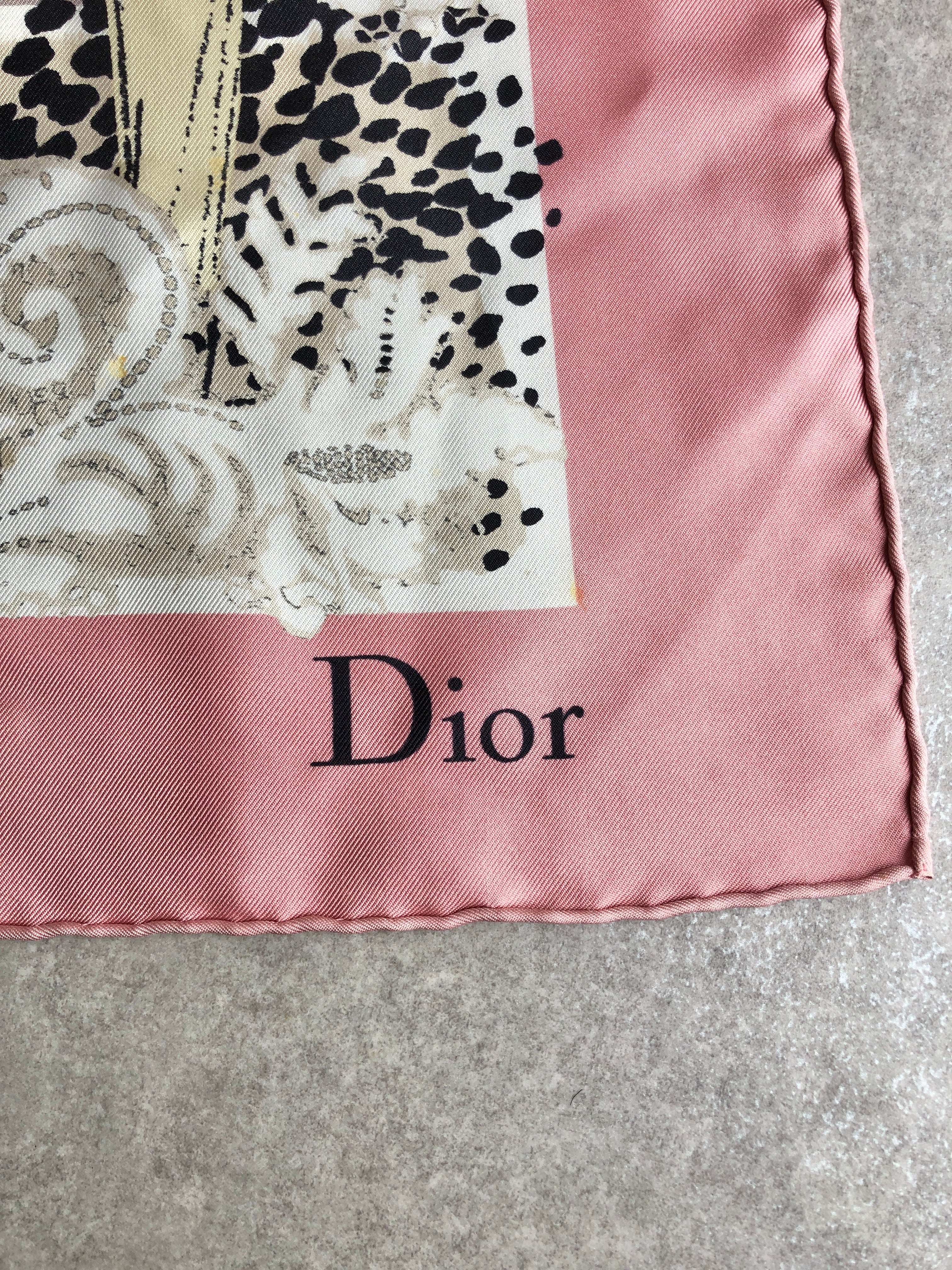 Christian Dior クリスチャン ディオール スカーフ ピンク シルク