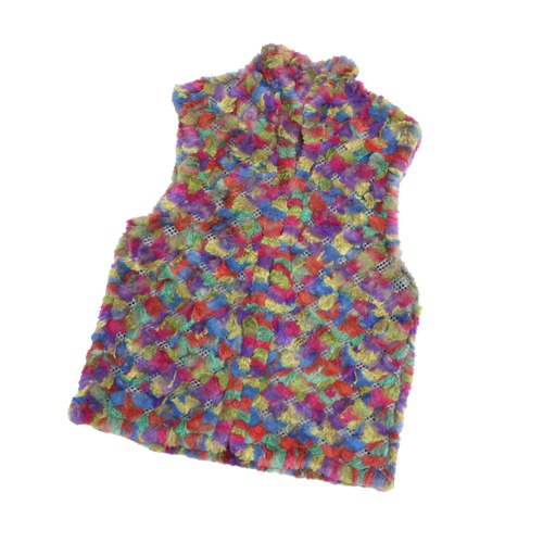 00s MultiColorRabbitFurMeshVest