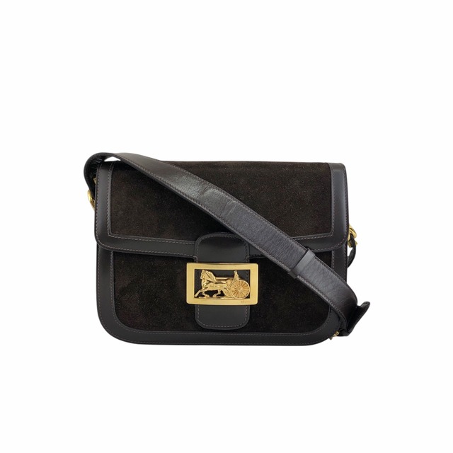 CELINE セリーヌ ショルダーバッグ ブラウン 馬車 ホースキャリッジ スエード レザー vintage ヴィンテージ オールド 8kncfy