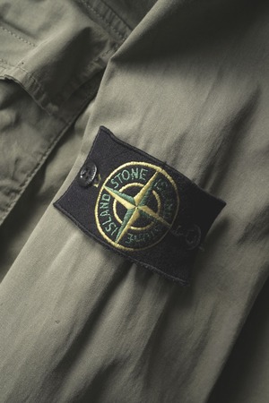 21AW "STONE ISLAND" Garment Dyed Cotton Double Zip-Up Shirt Jacket