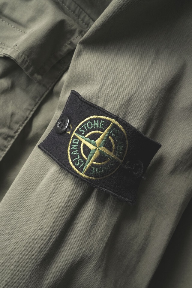 21AW "STONE ISLAND" Garment Dyed Cotton Double Zip-Up Shirt Jacket