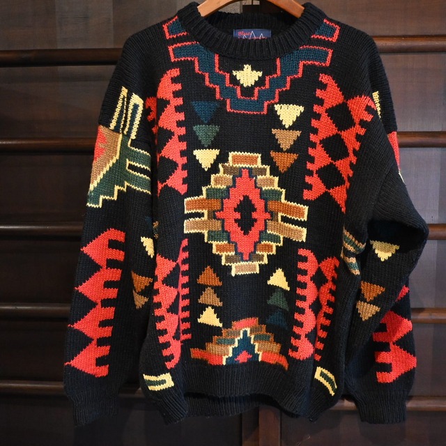 made in peru vintage hand knit native pattern sweater