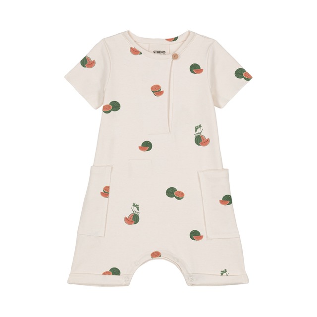Studio Boheme Paris 26SS[DROP2]/JUMPSUIT AIMÉ - OFF WHITE / WATERMELON (12M-24M)