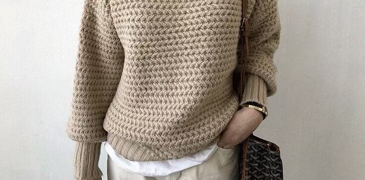 ワッフル編み　タートルニット　AJ1079-8040