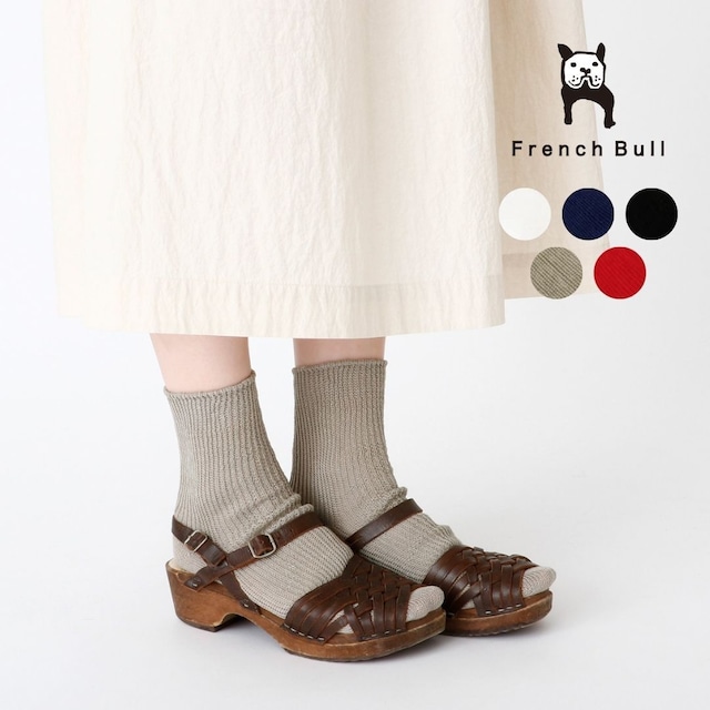 フレンチブル French Bull 靴下 レディース 夏用 ソイルソックス 薄手 麻 リネン 日本製 国産 クルー丈 おしゃれ かわいい ギフト プレゼント 黒 白 ブラック ホワイト ネイビー レッド 11-26120 Fr082