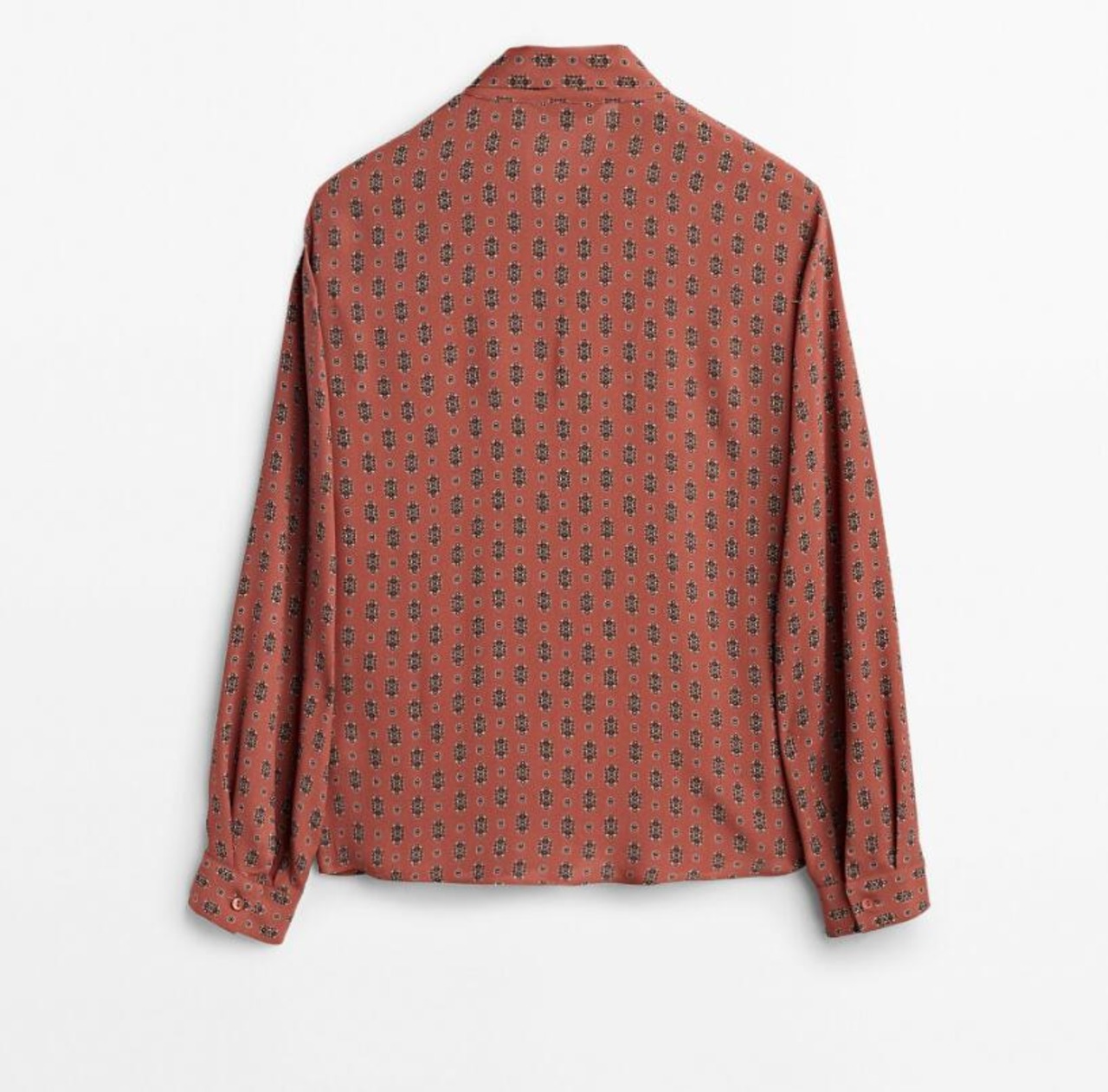 レトロパターンボウタイブラウス A01096