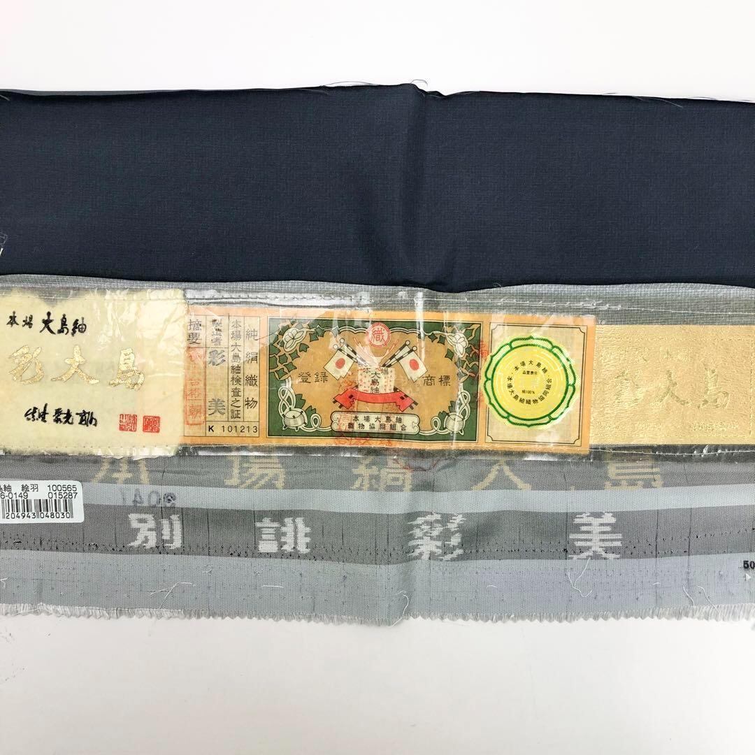 本場大島紬 付下げ 染大島 彩大島 証紙付 水銀色 ガード加工 K 本場大島紬 付下げ 染大島 彩大島 証紙付 水銀色 ガード加工 K