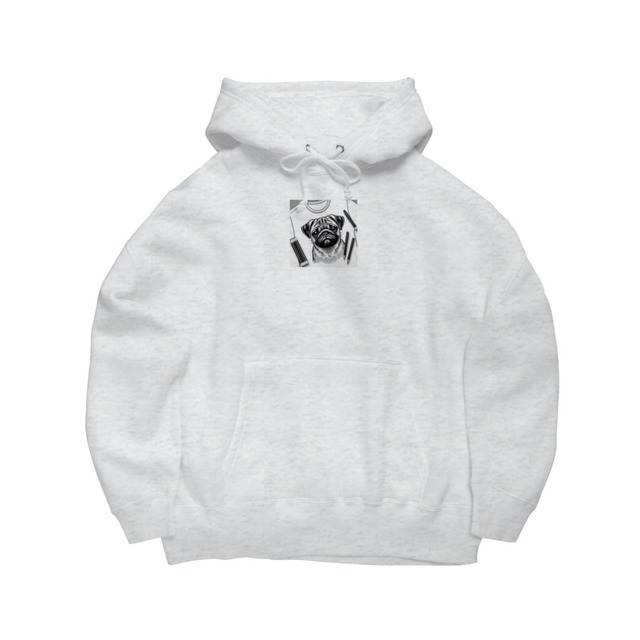 Original pencil drawing pug hoodie 4 colors