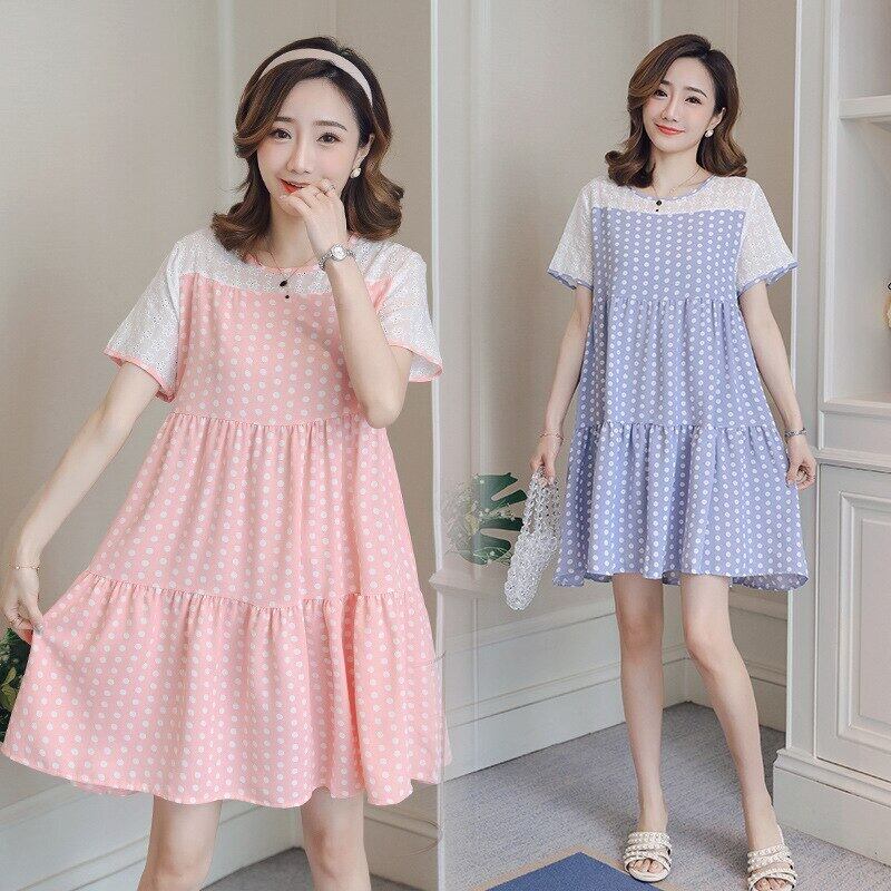【新作】【送料無料】 マタニティ服2020サマースタイルスタイルのルーズ水玉妊娠中の女性のドレス 夏物 AL expec355960908009