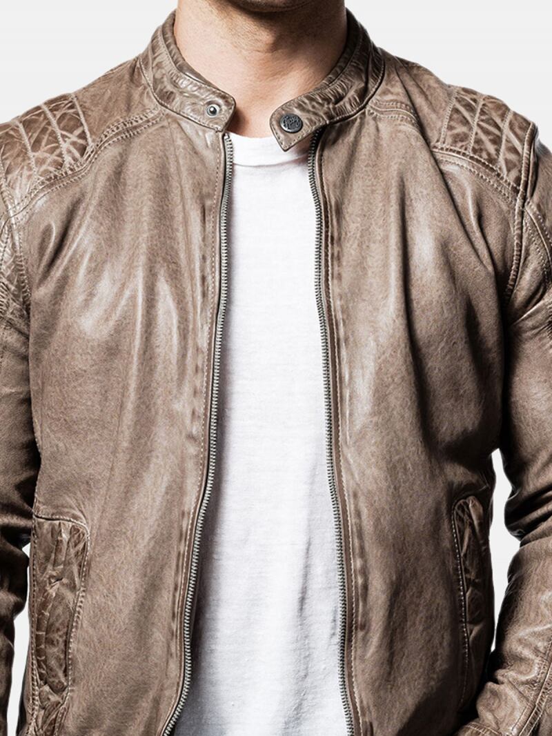 羊革・肩を縫い合わせた羊革のユーズド加工ジャケット Sheep Leather