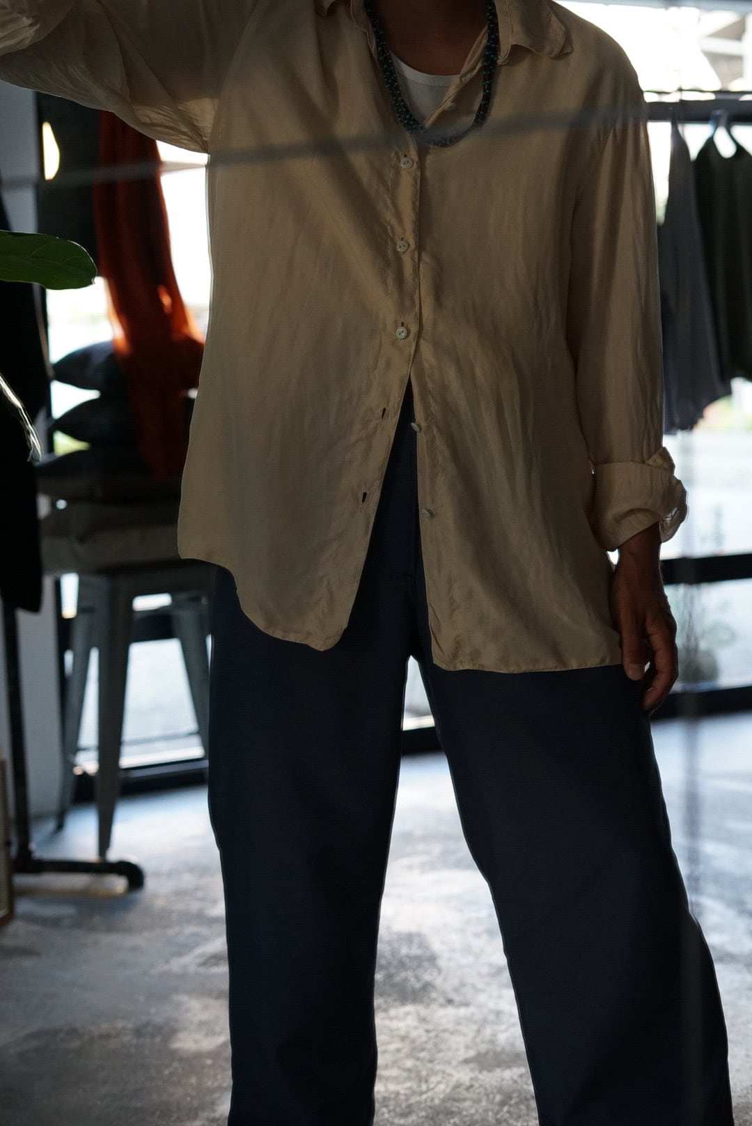 トップス Chez VIDALENC silk shirt black Chez VIDALENC - SILK SHIRT | Brownie