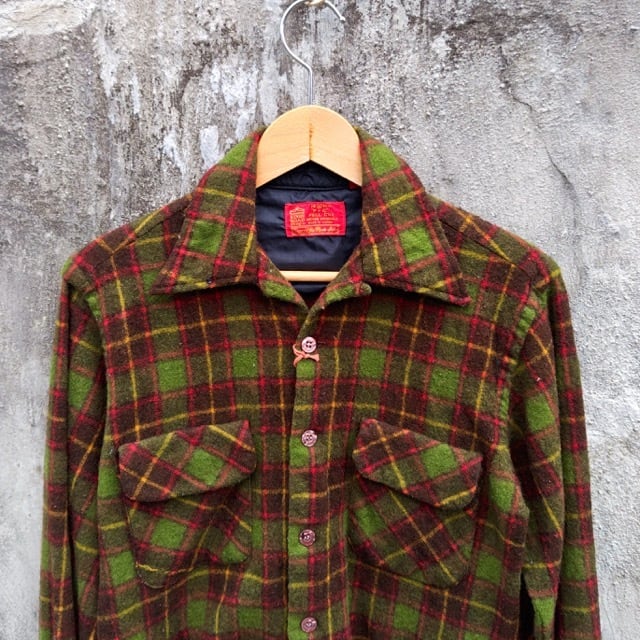 1970s SEARS KINGS ROAD Wool Shirt Small / ナイスカラー！シアーズ