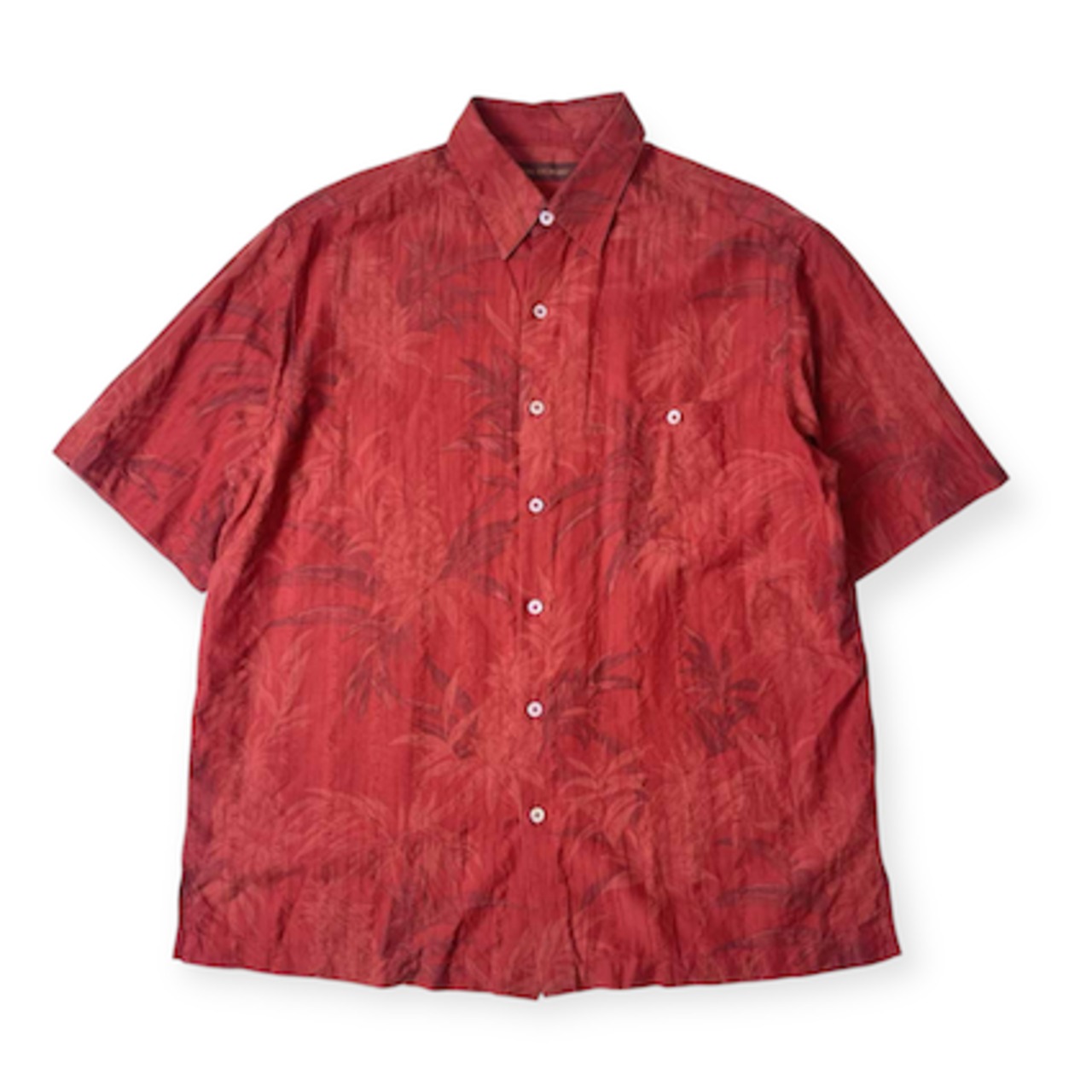 シルク混 TORI RICHARD トリリチャード ボタニカル 半袖シャツ アロハシャツ L/赤褐色 メンズ