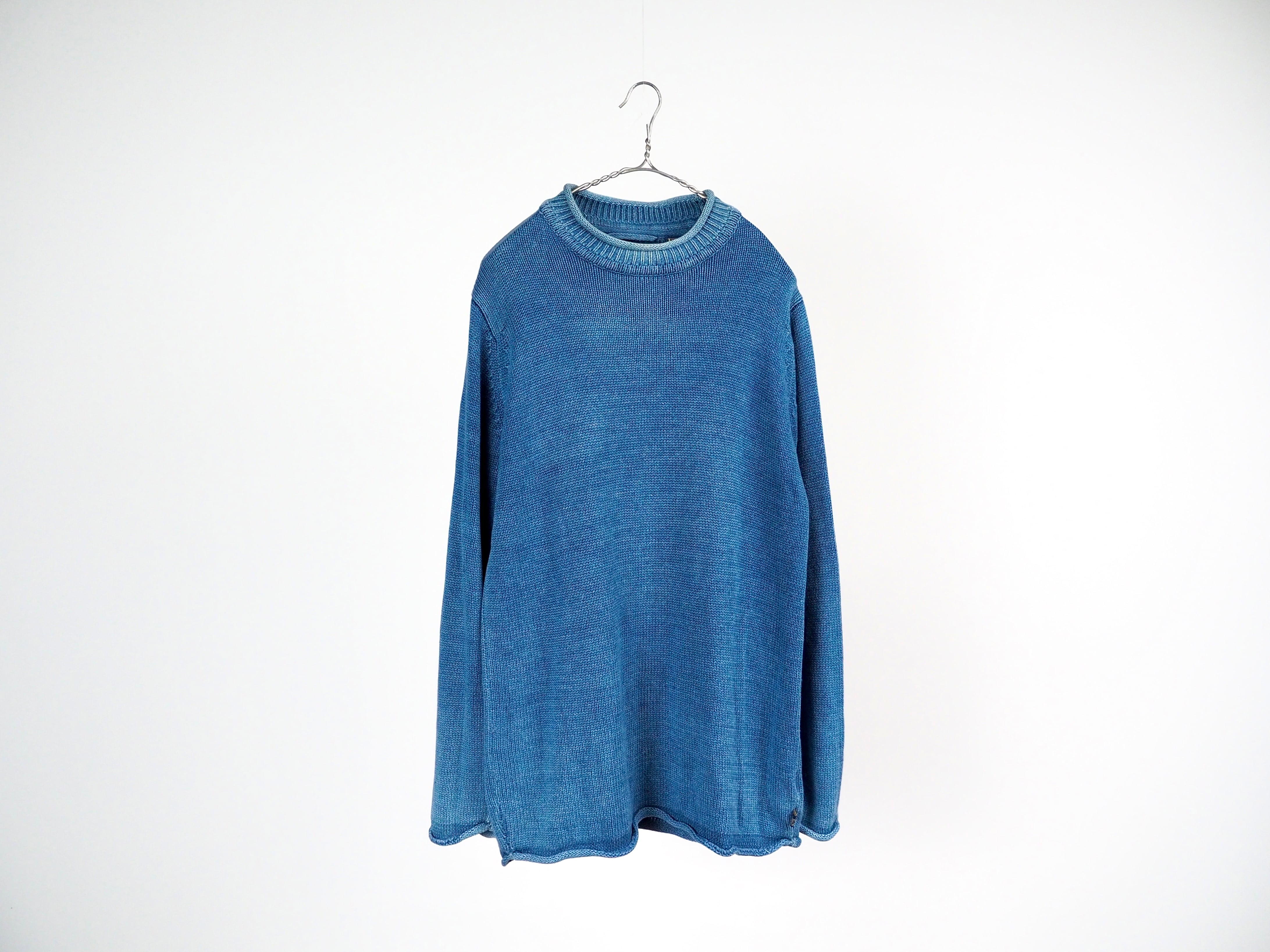 Original blues indigo cotton roll neck sweater M /made in