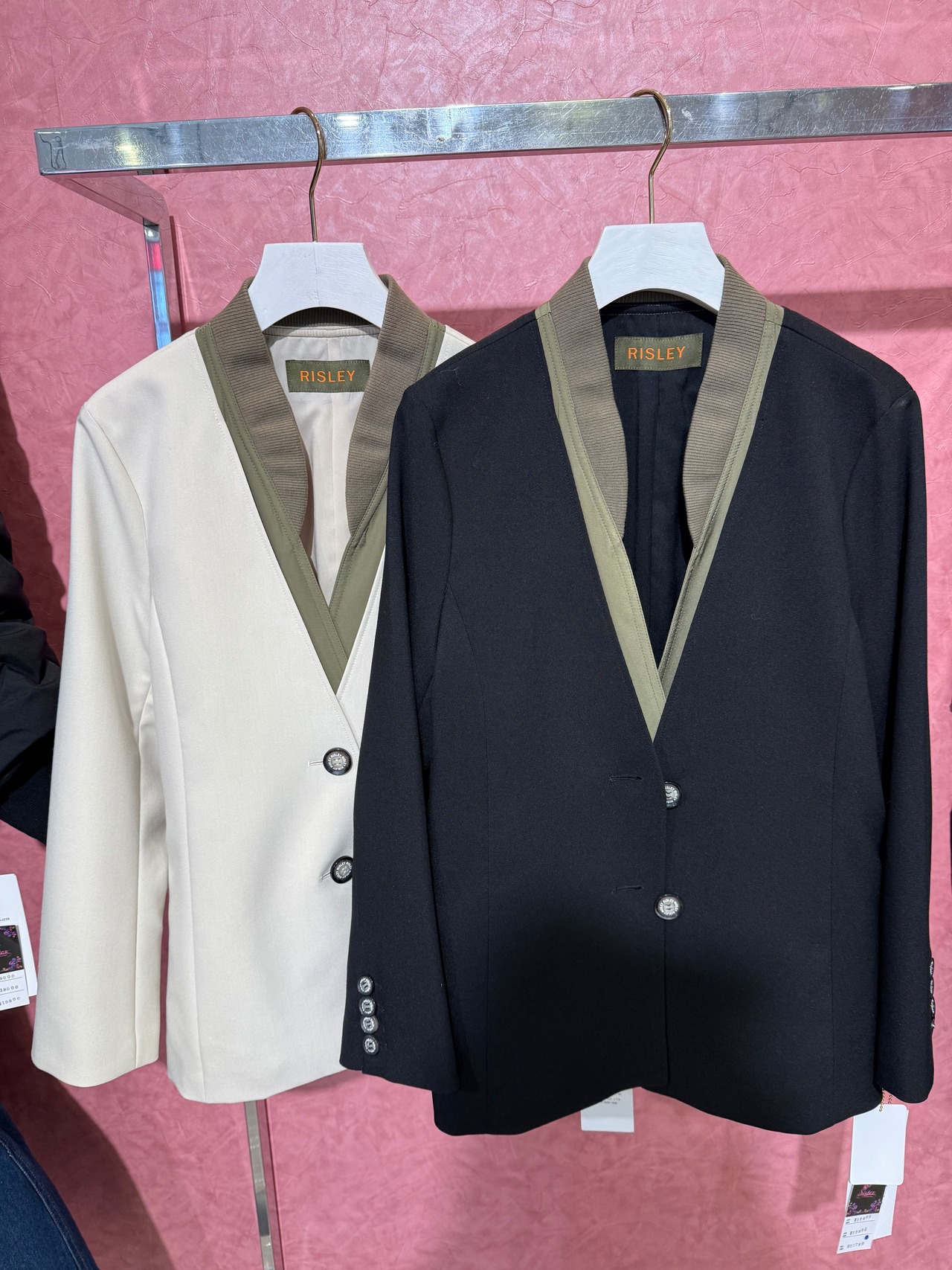 リズレイ　RISLEY risley 肩がけ配色テーラージャケット