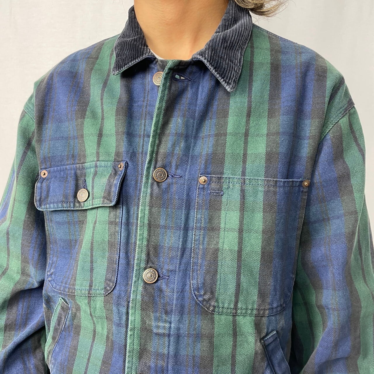 ラルフローレン　90s デニムジャケット　チェック　コーデュロイ襟 ラルフローレン 90s デニムジャケット チェック コーデュロイ襟 90's
