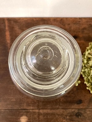 気泡たっぷりレトロなガラスのキャニスター　(古家具)