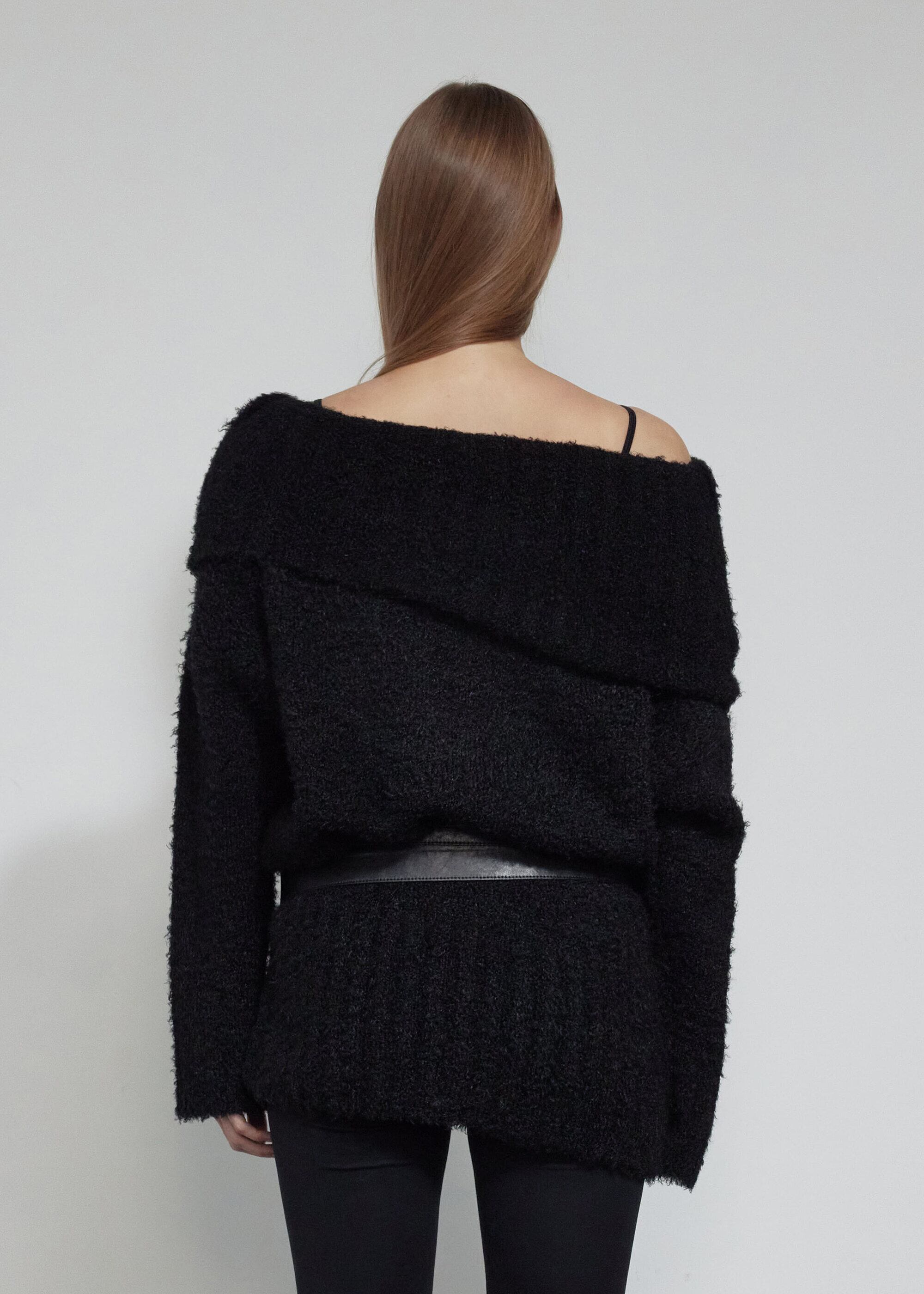 BOHEMIAN SEOUL] OFF SHOULDER BOUCLE KNIT, BLACK 正規品 韓国