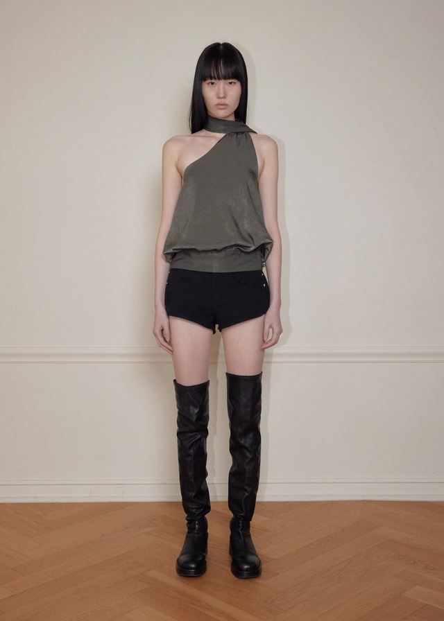 [BOHEMSEO] WRAP SCARF BLOUSE, KHAKI 正規品 韓国ブランド 韓国通販 韓国代行 韓国ファッション BOHEMIAN SEOUL ボヘミアンソウル 日本 店舗