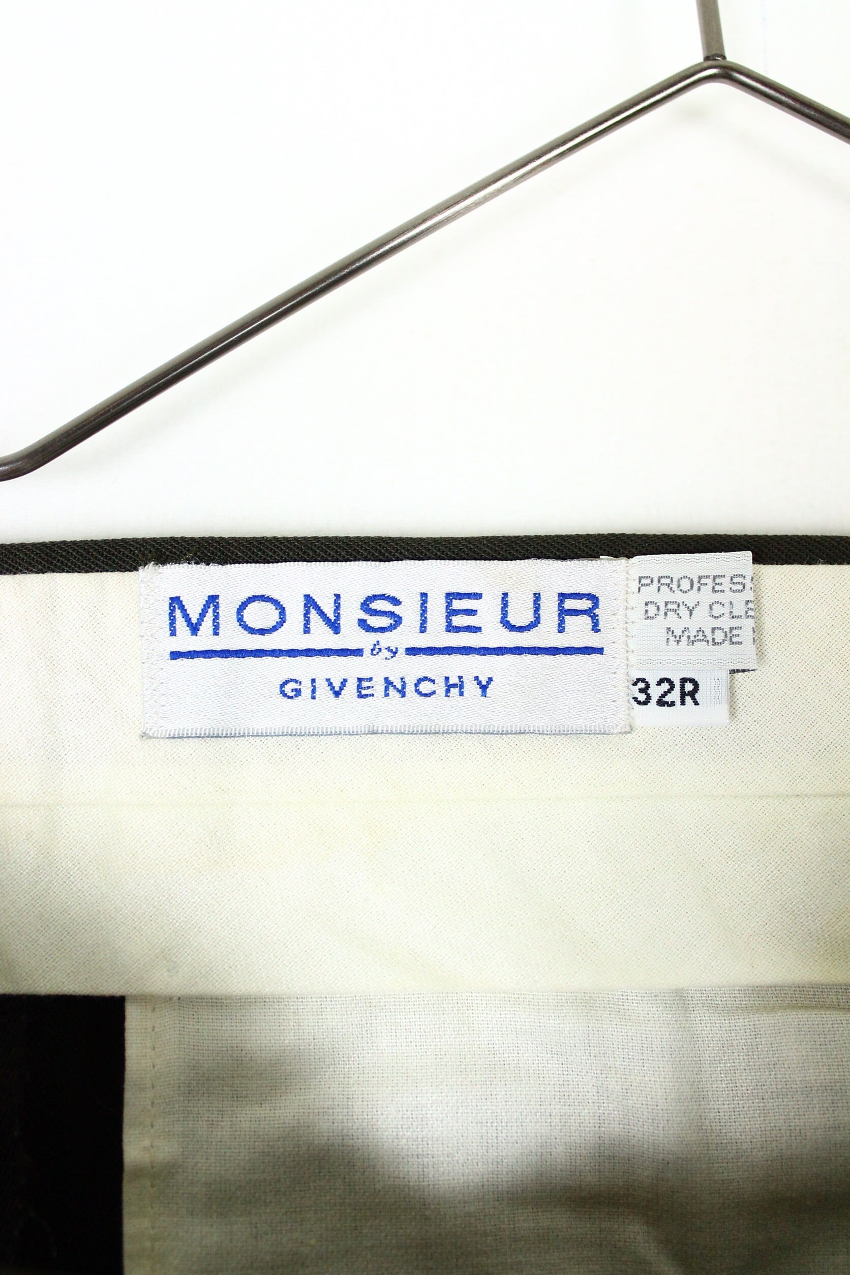 1980's GIVENCHY オリーブグリーン ウールギャバジン3タックスラックス