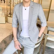 3/4 sleeve suit jacket + pants suit 2piece 00373