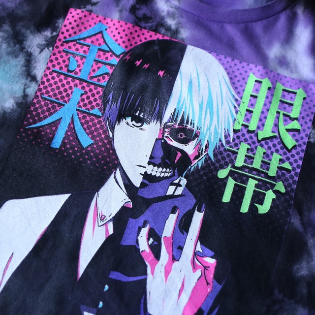 "東京喰種" psychedelic poison color over silhouette h/s tee