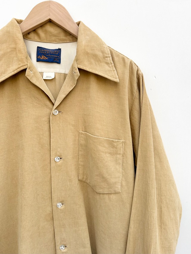 70s Arrow CORDUROY OPEN COLLAR SHIRT Size M