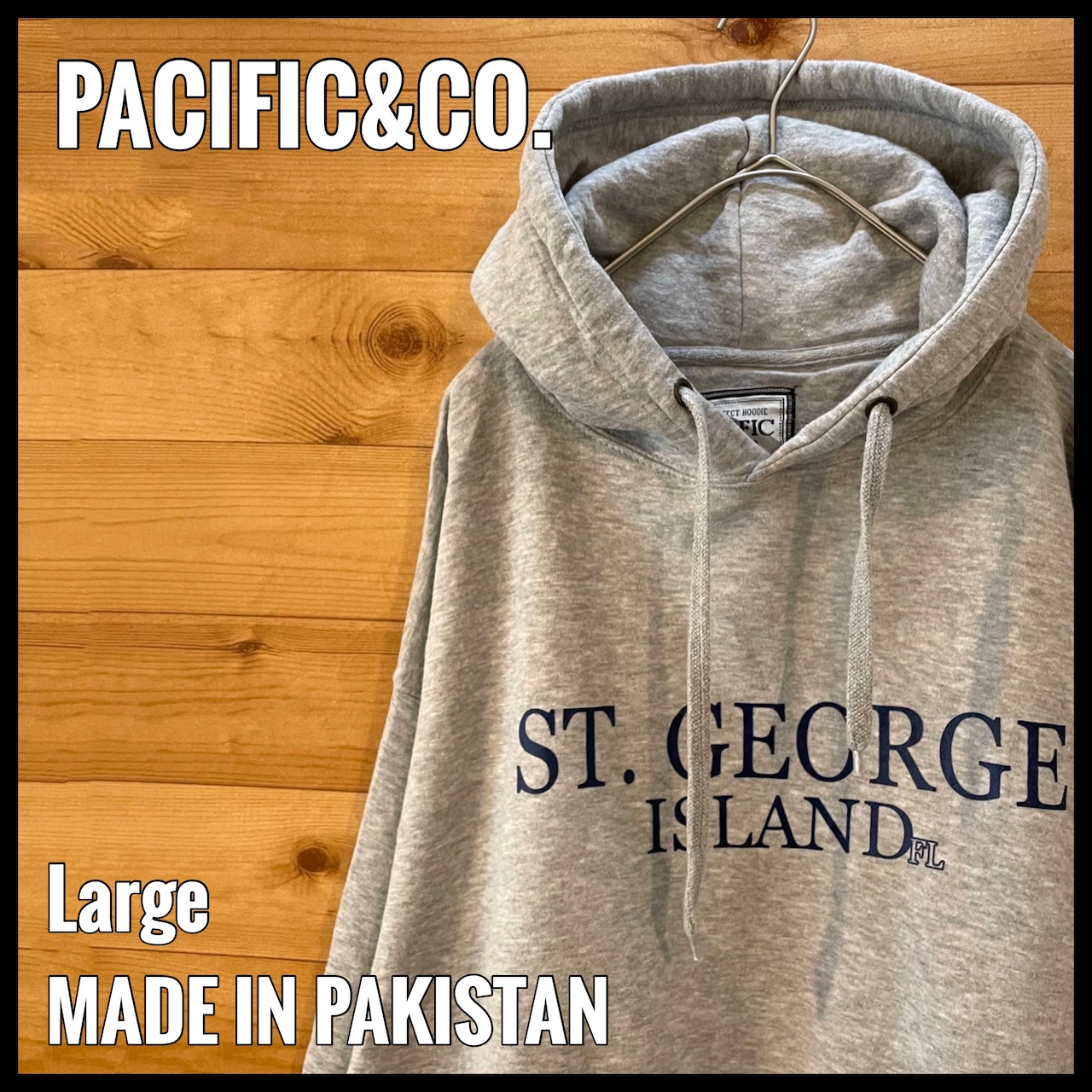 【PACIFIC&CO】セント・ジョージ島 st george island スウェット パーカー フーディー プリント ロゴ  L US古着