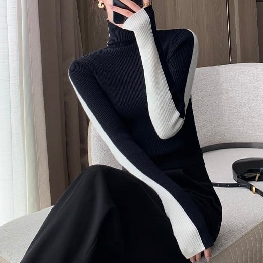 コントラストカラーが映えるセーター YH9642