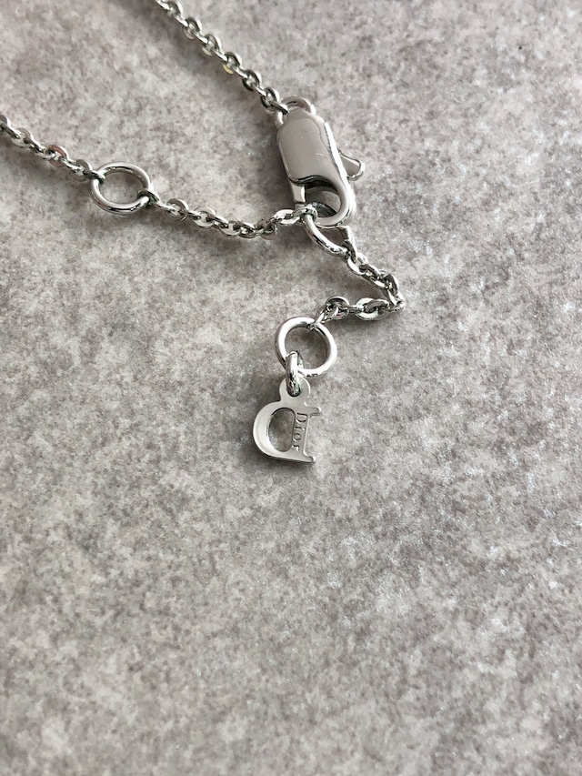 Christian Dior クリスチャン ディオール ネックレス シルバー DIORロゴ ラインストーン vintage ヴィンテージ オールド zemmc7
