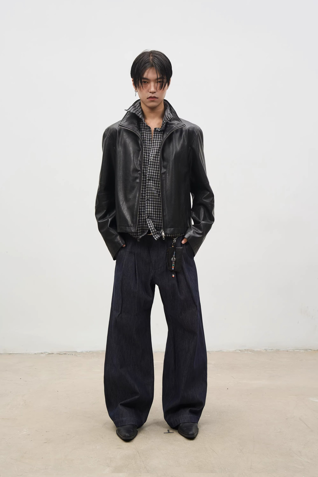 SOUTHFISH Vintage PU Leather Lazy Collar Jacket