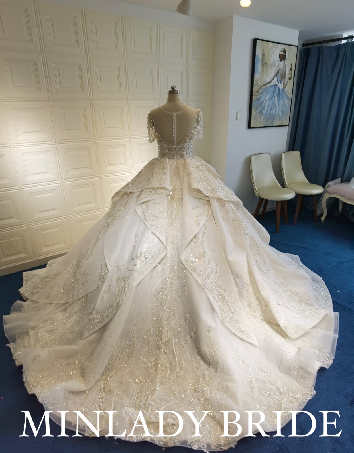 ウエディングドレス　ビジュー ビジュー ゴージャス ウェディングドレス | MINLADY BRIDE