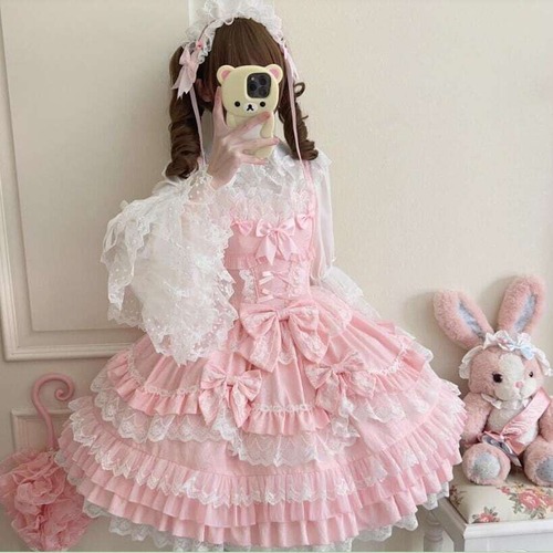 甘ロリ♡全4カラー　カチューシャ＆バックリボン付きセットアップ　set27★