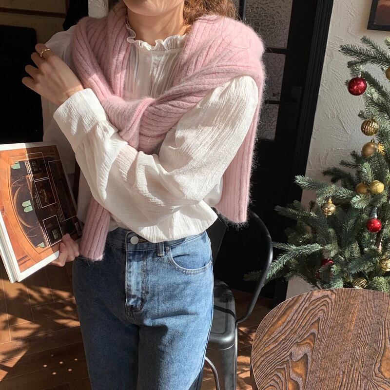 ストライプトップス レース長袖スリーブシャツ スプリング ロング 春物 ビッグFスモールZ韓国86685042754