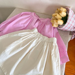秋ピンクオーバーサイズブラウスOR二重スカート