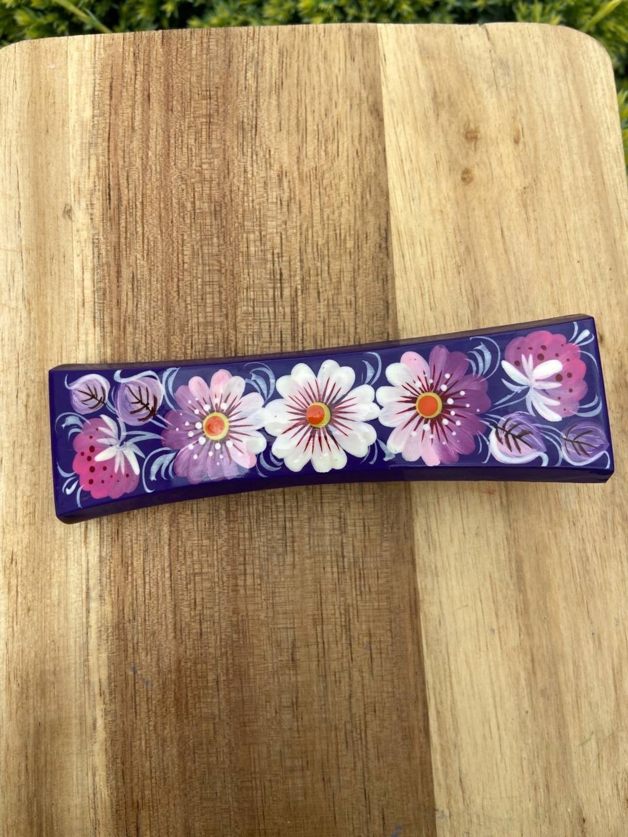 ペトリキフカ塗　木製バレッタ（ホメンコ作） - 3